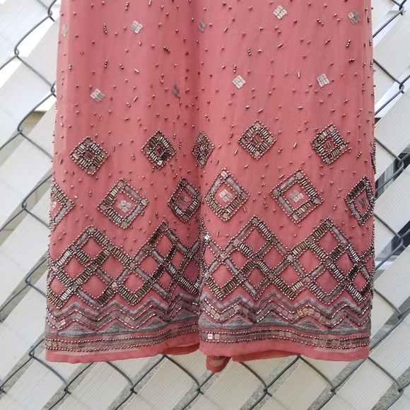 WHBM pink mini sequined cocktail party spaghetti strap dress M - Picture 5 of 11